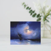 Carte Postale Tempête en mer sur une nuit illuminée par la lune (Debout devant)