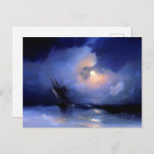 Carte Postale Tempête en mer sur une nuit illuminée par la lune (Devant / Derrière)