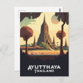 Carte Postale Temple Ayutthaya Thaïlande coucher de soleil (Devant / Derrière)