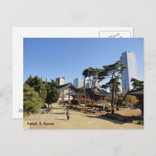 Carte Postale Temple bouddhiste à Séoul, Corée du Sud (Devant / Derrière)