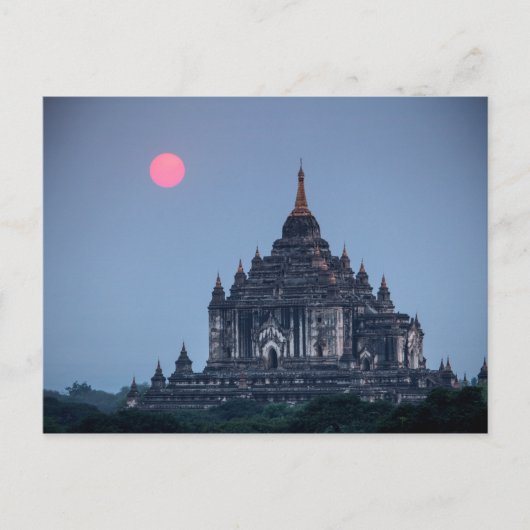 Carte Postale Temple bouddhiste au coucher du soleil (Devant)