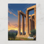 Carte Postale Temple d'Athènes Zeus Olympien Grèce Voyage (Devant)