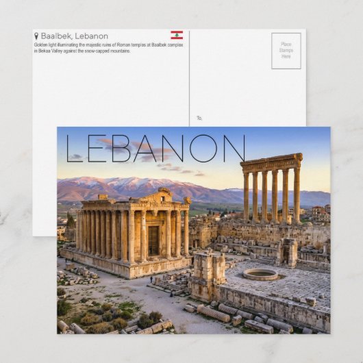 Carte Postale Temple de Bacchus, Baalbek, Liban Voyage (Devant / Derrière)