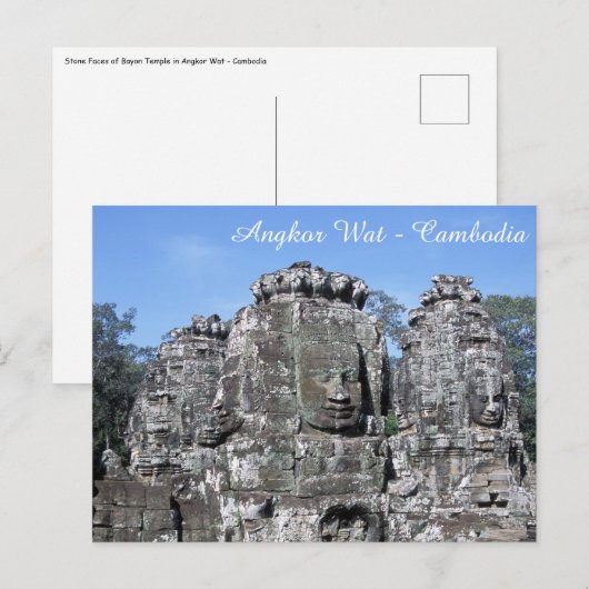 Carte Postale Temple de Bayon à Angkor Wat - Cambodge (Devant / Derrière)
