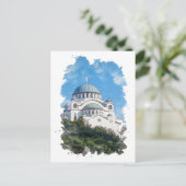 Carte Postale Temple de Saint Sava Serbie Aquarelle Art (Debout devant)