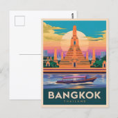 Carte Postale Temple du coucher de soleil de Bangkok Thaïlande V (Devant / Derrière)