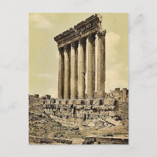 Carte Postale Temple du Soleil, vue latérale, Baalbek, Terre Sai (Devant)