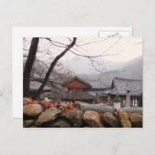 Carte Postale Temple en Corée du Sud rurale, automne (Devant / Derrière)