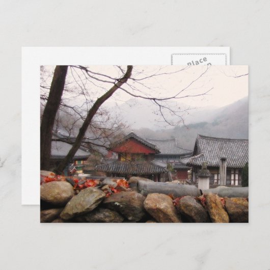 Carte Postale Temple en Corée du Sud rurale, automne (Devant / Derrière)