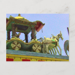Carte Postale Temple hindou, décoration à cheval et en calèche