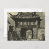 Carte Postale Temple impérial asiatique en noir et blanc (Devant / Derrière)