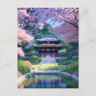 Carte Postale Temple japonais dans un magnifique jardin