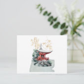 Carte Postale Temple japonais et or bambou (Debout devant)