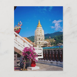 Carte Postale Temple Red Kek Lok Si, Penang, fleurs de Malaisie