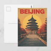 Carte Postale Temple rétro de Pékin (Devant / Derrière)