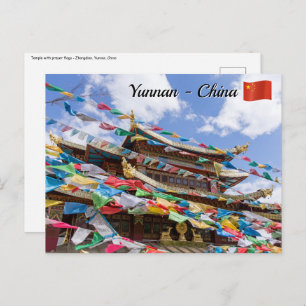 Carte Postale Temple tibétain avec drapeaux de prière - Yunnan, 