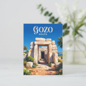 Carte Postale Temples de Ġgantija à Malte (Debout devant)