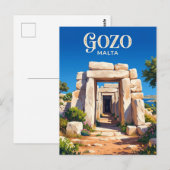 Carte Postale Temples de Ġgantija à Malte (Devant / Derrière)