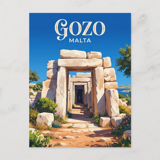 Carte Postale Temples de Ġgantija à Malte (Devant)