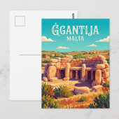 Carte Postale Temples de Ġgantija Malte (Devant / Derrière)