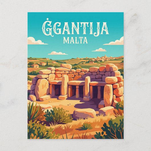 Carte Postale Temples de Ġgantija Malte (Devant)
