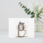 Carte Postale Temps de café de hibou (Debout devant)