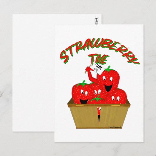 Carte Postale Temps de la fraise ! (Devant / Derrière)