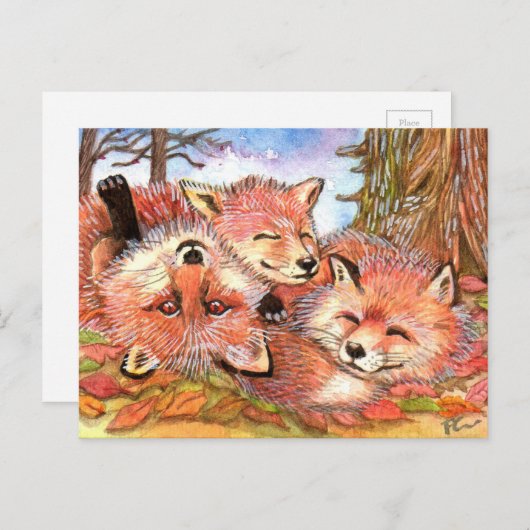 Carte Postale Temps de lecture des renards (Devant / Derrière)