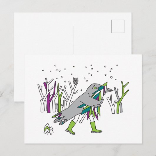 Carte Postale Temps de neige (Devant / Derrière)