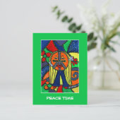 Carte Postale Temps de paix sur vert clair - Pièces de temps (Debout devant)