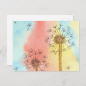 Carte Postale Temps été Dandelion Fluts (Devant / Derrière)