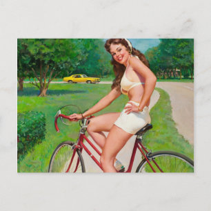 Carte Postale Temps pour un tour - Retro Pin-up Girl