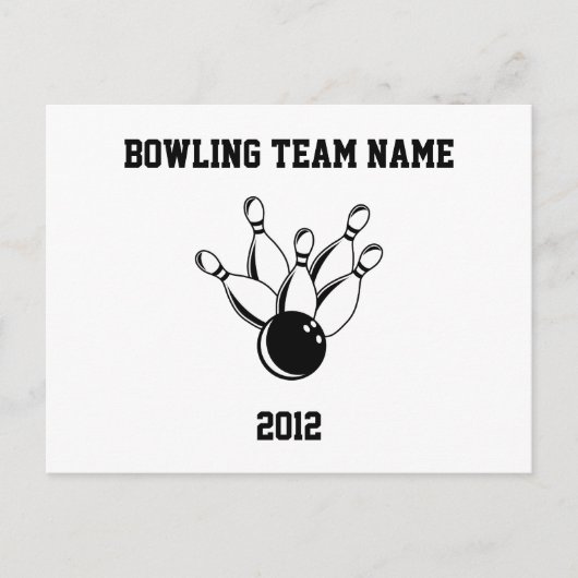Carte Postale Ten Pin Bowling, Bowling Team Name, 2012 (Devant)