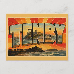 Carte Postale Tenby Pays de Galles Art de Voyage Rétro