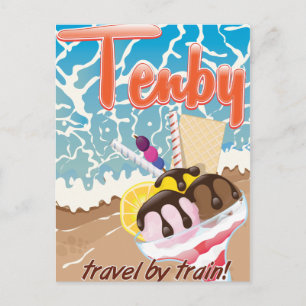 Carte Postale Tenby Pembrokeshire glace cartoon voyage