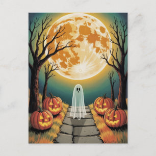 Carte Postale Tendance citrouille fantôme lune forêt Halloween e