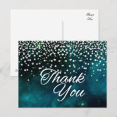 Carte Postale Tendance Pas Cher Blanc Merci Noir Paillettes (Devant / Derrière)