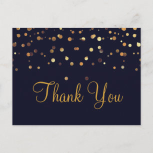 Carte Postale Tendance Pas Cher Paillettes Or Noir Merci