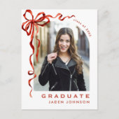 Carte Postale Tendance Red Bow Ribbon Fête de graduation PHOTO (Devant)