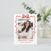 Carte Postale Tendance Red Bow Ribbon Fête de graduation PHOTO (Debout devant)