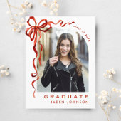 Carte Postale Tendance Red Bow Ribbon Fête de graduation PHOTO