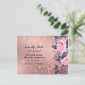 Carte Postale Tendance ROSEGOLD Mariage Metallic rose marine Par (Debout devant)