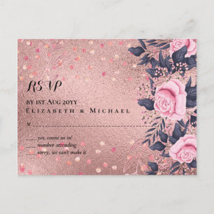 Carte Postale Tendance ROSEGOLD Mariage Metallic rose marine Par