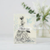 Carte Postale Tendance Victorienne Lady Vintage Merci (Debout devant)