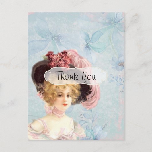 Carte Postale Tendance Victorienne Lady Vintage Merci (Devant)