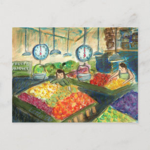 Carte Postale Tending the Produce Postcard (Pike Place Market)