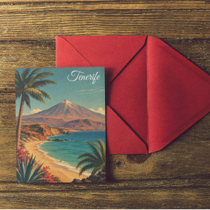 Carte Postale Tenerife Minimaliste Mont Teide Voyage Rétro