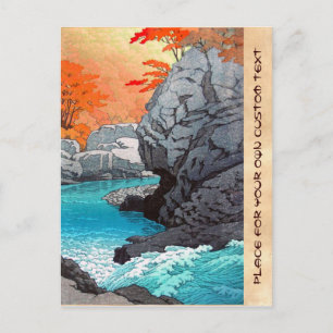 Carte Postale Tengu Rock Hasui Kawase rivière shan paysage hanga