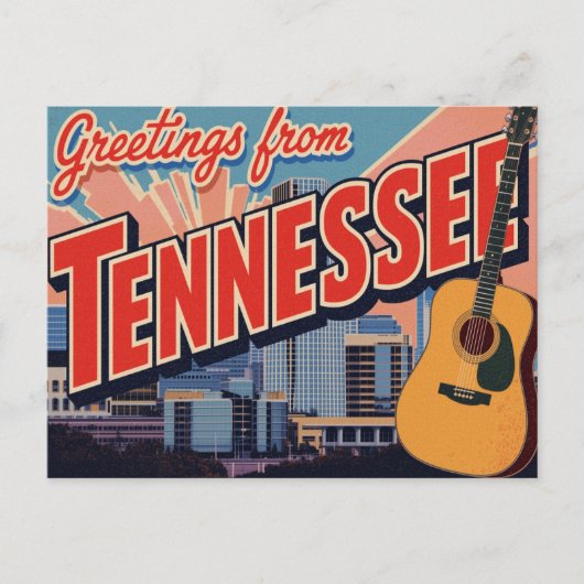 Carte Postale Tennessee Nashville Guitar Skyline (Devant)