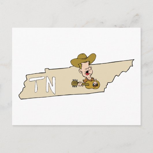 Carte Postale Tennessee TN State Map & Nashville Music (Devant)